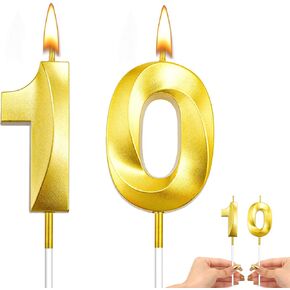 Number 10 Candle 10th Birthday Decorations for Boys 10 Birthday Candle Birthday Candles Birthday Cake Topper Cake Candles for Birthday Decoration Family Baking Reunions Blue Birthday Candles 10