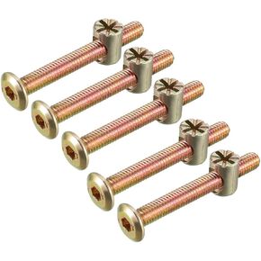 uxcell M6x50mm Furniture Bolt Nut Set Hex Socket Screw with Barrel Nuts for Beds Headboards Chairs 5 Sets