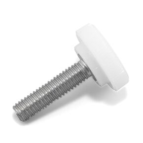 #10-32 x 3/4" Thumb Screw Stainless Steel - White Knurled Round Plastic Knob - Fine Thread ThumbScrew - Length: 0.750" - Proudly Built in USA - Package of (4)