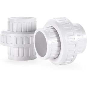 3/4" PVC Union Coupling Pipe Fitting (Socket x Socket) 3/4" PVC Slip Union PVC Adapter Coupling Schedule 40, EPDM O-Ring, White （2 Pack）