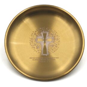 5.5inch Altar Ritual Plate Dish Stainless Steel Flat Bowl Round Metal Jewelry Tray Astrology Tarot Plate Ring Trinket Holder for Smudging Decoration Trays Gold (Triphase Month Gold)