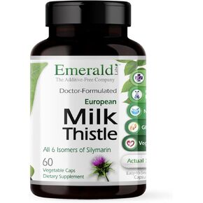 EMERALD LABS European Milk Thistle - Organic Milk Thistle Extract - Supports Liver Health & Helps Maintain Natural Energy, Digestion & Brain Health - 60 Vegetable Capsules (Up to 60-Day Supply)