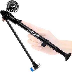 Hycline High Pressure Shock Pump with Gauge: 400 PSI Bicycle Pump for Front Fork & Rear Suspension - Mini Pump with Air Bleed for Road Mountain Bike Fits Schrader Valve