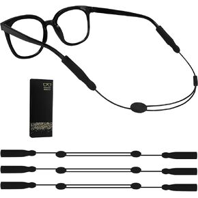 Glasses Strap for Sports, No Tail Adjustable Sunglasses Strap for Men Women, Comfortable and Lightweight Kids Glasses Strap, Anti-Slip Eyeglasses Strap 3 Pcs