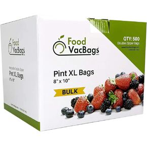 500 count - 8" x 10" Double Zipper Reclosable Resealable Lock Seal Zip Bags, Food Safe, BPA Free