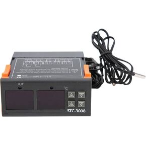 Digital Temperature Controller, STC-3008 Dual Display Fahrenheit Centigrade Thermostat Dual NTC Probe Sensor for Temperature Regulation Farm Various Refrigerator Greenhouse Aquarium(24V)