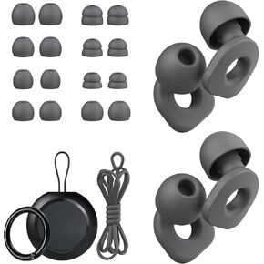 2 Pairs of Earplugs for Sleeping,Reusable Hearing Protection Earplugs with 8 Pairs Ear Tips & One Connector Cord,Soft Earplugs for Noise Reduction,Concert,Musician & Work - 25dB-30dB