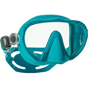 SCUBAPRO Ghost Scuba Dive Mask, Low-Volume Frameless Design w/Ultra Clear Single Lens, Silicone Skirt and Easy-Adjust Strap Buckles, Turquoise