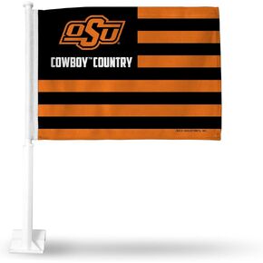 Rico Industries NCAA Oklahoma State Cowboys Country Double Sided Double Sided Car Flag - 16" x 19" - Strong Pole That Hooks onto Car/Truck/Automobile
