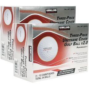 Kirkland Signature v2.0 3-Piece Urethane Cover Performance Plus Golf Ball 4 Dozen, 48 Count [Discontinued], White