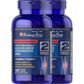 Puritan's Pride 2-Pack of Triple Strength Glucosamine, Chondroitin & MSM Joint Soother-180 Caplets (360 Caplets Total)