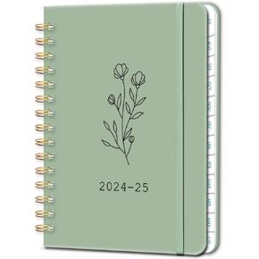 2024 Planner - Weekly and Monthly Planner from January 2024 - December 2024, 2024 Daily Planner Notebook with 12 Monthly Tabs, Spiral Twin-Wire Binding, 6.3" x 8.4", Black