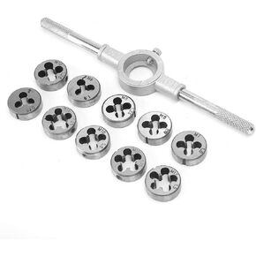 【𝐂𝐡𝐫𝐢𝐬𝐭𝐦𝐚𝐬 𝐃𝐞𝐚𝐥𝐬】Screw Thread Tap Die Set, Heat Treatment Die Wrench Set, Bearing Steel Structure Durability for Thread Processing Manual Threading