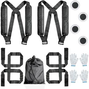 Moving Straps, 2-Person Lifting and Moving System – Adjustable Shoulder Dolly for Moving Furniture, Appliances, and Goods - Complete with Non-Slip Gloves, Furniture Sliders, and Carrying Bag