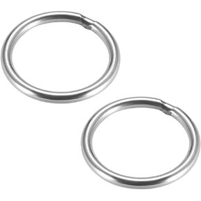 uxcell 201 Stainless Steel O Ring 90mm(3.54") Outer Diameter 5mm Thickness Strapping Welded Round Rings 2pcs