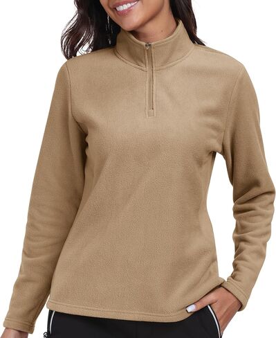 MoFiz Women's 1/4 Zip Fleece Pullover Stand Collar Long Sleeve Soft Lightweight Warm Winter Jacket Top in Saudi Arabia