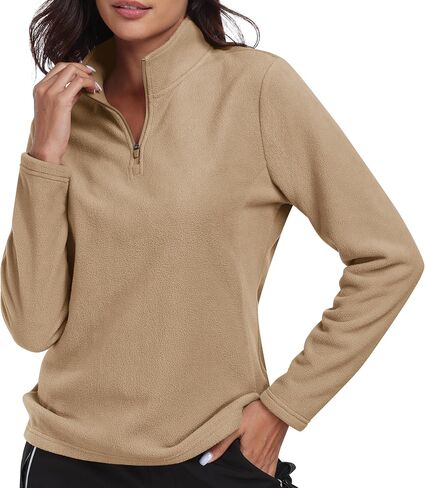 MoFiz Women's 1/4 Zip Fleece Pullover Stand Collar Long Sleeve Soft Lightweight Warm Winter Jacket Top in Saudi Arabia