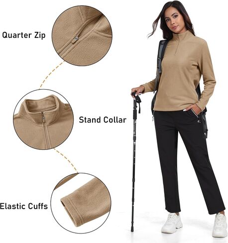 MoFiz Women's 1/4 Zip Fleece Pullover Stand Collar Long Sleeve Soft Lightweight Warm Winter Jacket Top in Saudi Arabia