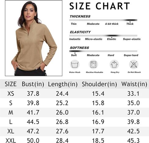 MoFiz Women's 1/4 Zip Fleece Pullover Stand Collar Long Sleeve Soft Lightweight Warm Winter Jacket Top in Saudi Arabia