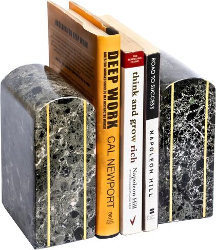 UMAID Handcrafted Marble Bookend Set - Elegant Heavy Duty Stone Book Holders - Premium Decorative and Functional Bookends for Shelves - Perfect for Home Office Decor - Modern Marble Design in Saudi Arabia
