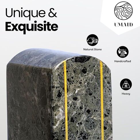 UMAID Handcrafted Marble Bookend Set - Elegant Heavy Duty Stone Book Holders - Premium Decorative and Functional Bookends for Shelves - Perfect for Home Office Decor - Modern Marble Design in Saudi Arabia