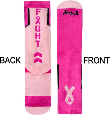 Breast Cancer Awareness Socks for Men Youth Boys Pink Football Softball Soccer Softball Baseball Accessories Socks in Saudi Arabia