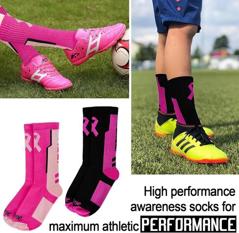Breast Cancer Awareness Socks for Men Youth Boys Pink Football Softball Soccer Softball Baseball Accessories Socks in Saudi Arabia