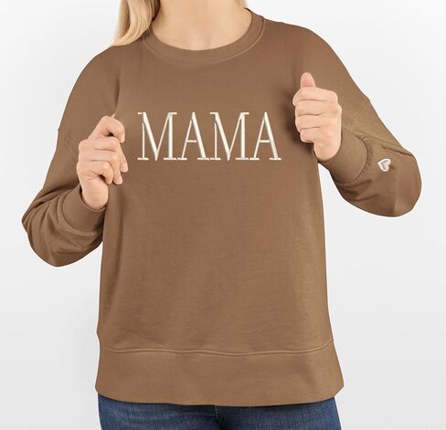 NAZENTI Mama Embroidered Crewneck Sweatshirt Mama with Heart on Long Sleeve Fashion Pullover Size S-4XL in Saudi Arabia