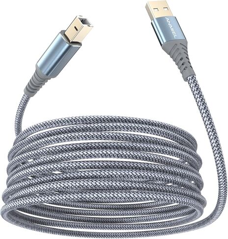 USB Printer Cable 10ft USB Printer Cord Nylon Braided USB 2.0 Type A Male to B Male Scanner Cable High Speed Printer Cable for HP, Canon, Dell, Epson, Lexmark, Xerox and More in Saudi Arabia