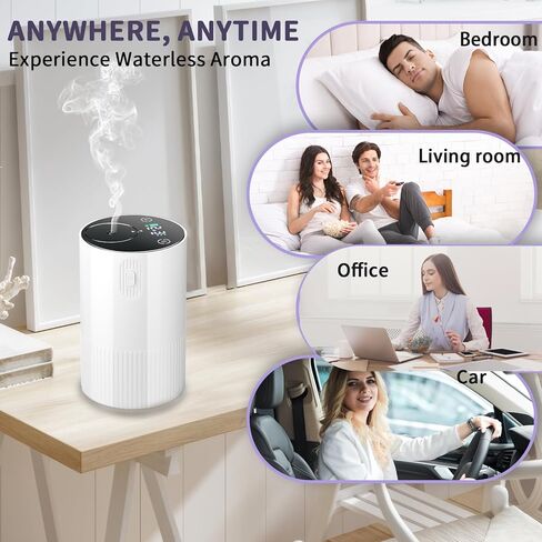 ناشر روائح الزيوت العطرية بدون ماء محمول: ناشر روائح عطرية لاسلكي يعمل بالبطارية للسيارة والمكتب - آلة رائحة العلاج بالروائح في الغرفة - ناشر رائحة قابل لإعادة الشحن عبر USB للمنزل (وردي)... in Kuwait
