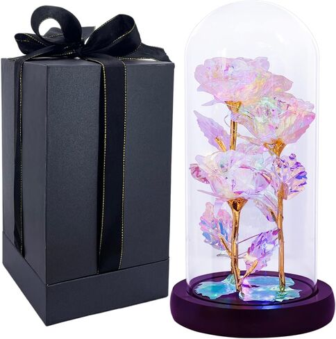Valentine's Day Gifts for Her Rose Gifts,Love Flower Rose with Led Decor in Glass Dome Valentines Gifts,Unique Gifts for Her,Mom,Wife,Girlfriend,Mother,Birthday Gifts for Mother's Day (C-Blue) in Saudi Arabia