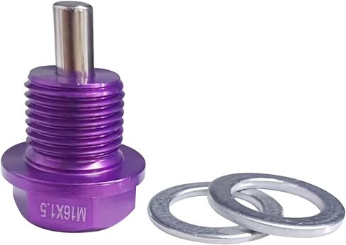 2 قطعة M12 x1.25 سدادة تصريف الزيت المغناطيسية من الفولاذ المقاوم للصدأ مع 12 غسالة نحاسية بديلة لتويوتا ولكزس ونيسان وإنفينيتي (أرجواني) in Kuwait