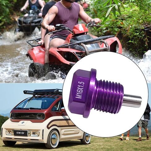 2 قطعة M12 x1.25 سدادة تصريف الزيت المغناطيسية من الفولاذ المقاوم للصدأ مع 12 غسالة نحاسية بديلة لتويوتا ولكزس ونيسان وإنفينيتي (أرجواني) in Kuwait