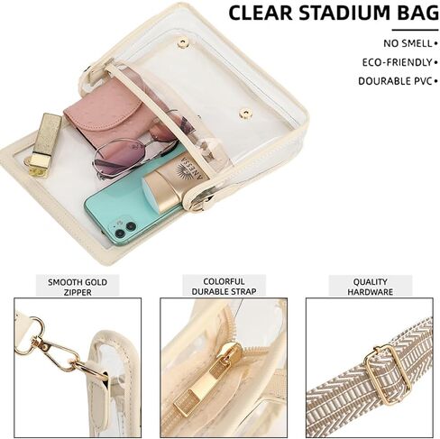 LOXOMU Clear Purses for Women Stadium - Waterproof Clear Crossbody Bag Stadium Approved Clear Purse for Travel, Concerts in Saudi Arabia