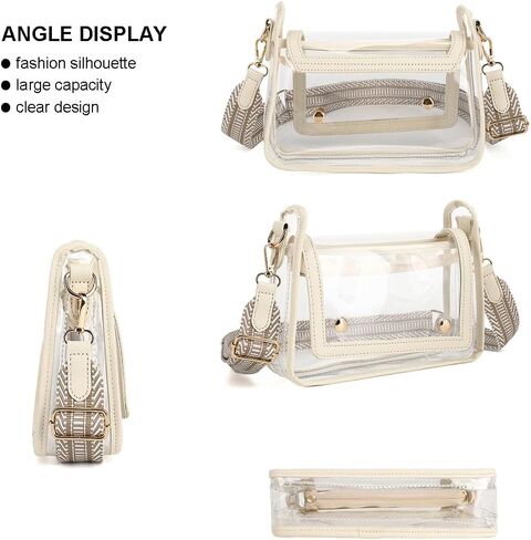 LOXOMU Clear Purses for Women Stadium - Waterproof Clear Crossbody Bag Stadium Approved Clear Purse for Travel, Concerts in Saudi Arabia