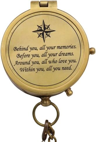 Solid Brass Compass with Real Leather Case, Gift for Him, Gift for Hir, Unique Gift to Son, Daughter, Mom, Dad, Grandson, Granddaughter, Boyfirend, Girlfriend, Christmas, Birthday in Saudi Arabia
