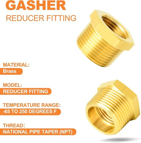 GASHER 12PCS Brass Hex Bushing Fitting Kit Hex Bushing 1/4" - 1/8", 3/8" - 1/8", 3/8" - 1/4", 1/2" - 1/4", 1/2" - 3/8", 3/4" - 1/2" in Kuwait