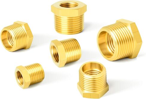 GASHER 12PCS Brass Hex Bushing Fitting Kit Hex Bushing 1/4" - 1/8", 3/8" - 1/8", 3/8" - 1/4", 1/2" - 1/4", 1/2" - 3/8", 3/4" - 1/2" in Kuwait