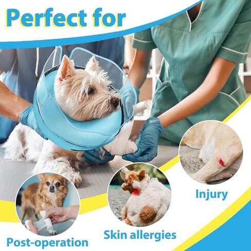 طوق مخروطي للكلاب من باركليس، طوق على شكل كعكة دونات للكلاب بعد الجراحة لوقف اللعق، مخروط كلب قابل للنفخ مع درع قوي للكلاب المتوسطة الكبيرة، بدائل مخروطية من العار لا تحجب الرؤية in Kuwait