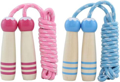 Jump Rope Kids, 8.5ft Adjustable Cotton Skipping Rope with Wooden Handle for Boys and Girls Fitness Outdoor Exercise (Green) in Saudi Arabia