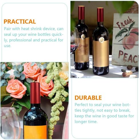 Gadpiparty PVC Heat Shrink Capsules: 50pcs Wine Shrink Wrap Bottle Sleeves Shrink Top Cover Wine Bottle Capsules Shrink Caps Wine Brewing Caps for Wine Bottle Cellars in Saudi Arabia
