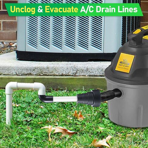 خرطوم مكنسة كهربائية إلى محول أنابيب PVC، مرفق مكنسة كهربائية مبللة لفتح وإخلاء خطوط تصريف التيار المتردد، متوافق مع معظم الأحجام، مرفق وقاعدة سوداء، أنبوب أبيض in Kuwait