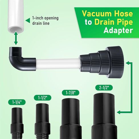 خرطوم مكنسة كهربائية إلى محول أنابيب PVC، مرفق مكنسة كهربائية مبللة لفتح وإخلاء خطوط تصريف التيار المتردد، متوافق مع معظم الأحجام، مرفق وقاعدة سوداء، أنبوب أبيض in Kuwait