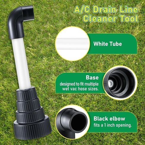 خرطوم مكنسة كهربائية إلى محول أنابيب PVC، مرفق مكنسة كهربائية مبللة لفتح وإخلاء خطوط تصريف التيار المتردد، متوافق مع معظم الأحجام، مرفق وقاعدة سوداء، أنبوب أبيض in Kuwait