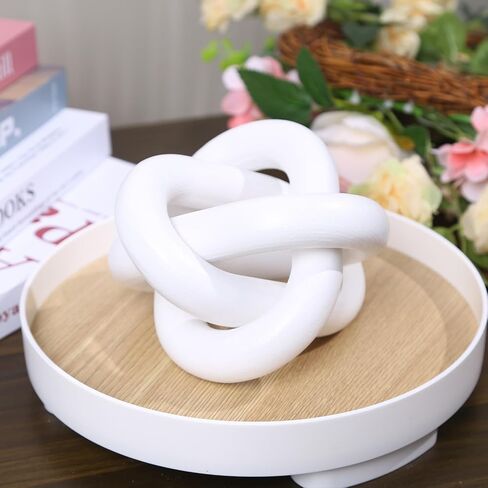 Wood Knot Decor, 3-Link Wood Chain Link Decor, Coffee Table Decorations for Living Room, Shelf Decor, Rustic Home Decor Farmhouse, White in Saudi Arabia