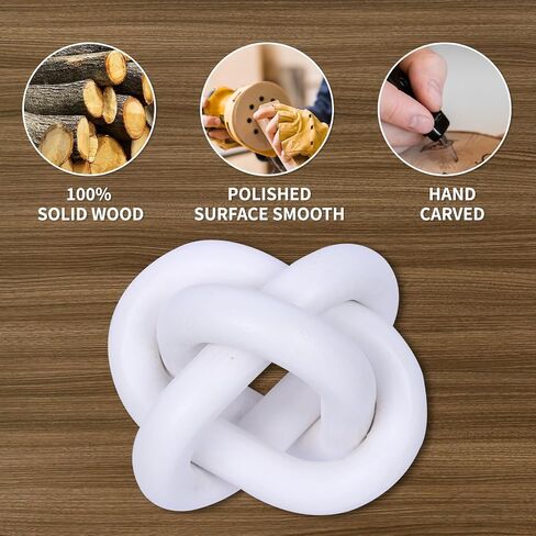 Wood Knot Decor, 3-Link Wood Chain Link Decor, Coffee Table Decorations for Living Room, Shelf Decor, Rustic Home Decor Farmhouse, White in Saudi Arabia