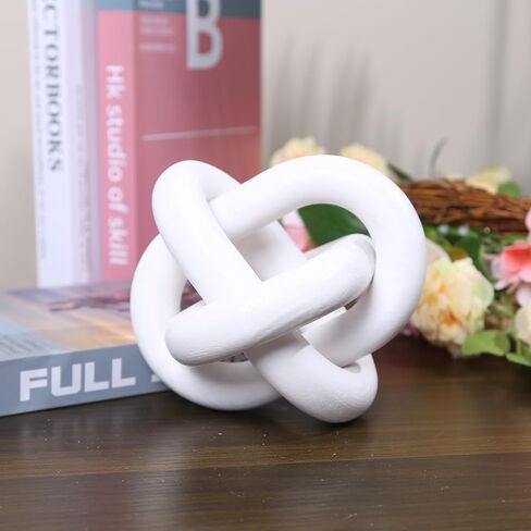 Wood Knot Decor, 3-Link Wood Chain Link Decor, Coffee Table Decorations for Living Room, Shelf Decor, Rustic Home Decor Farmhouse, White in Saudi Arabia