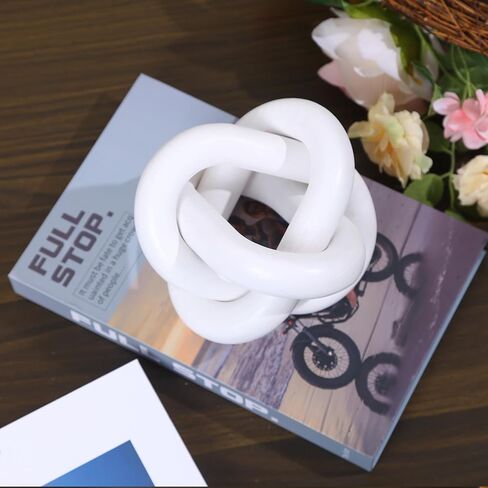 Wood Knot Decor, 3-Link Wood Chain Link Decor, Coffee Table Decorations for Living Room, Shelf Decor, Rustic Home Decor Farmhouse, White in Saudi Arabia