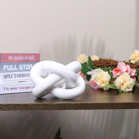 Wood Knot Decor, 3-Link Wood Chain Link Decor, Coffee Table Decorations for Living Room, Shelf Decor, Rustic Home Decor Farmhouse, White in Saudi Arabia