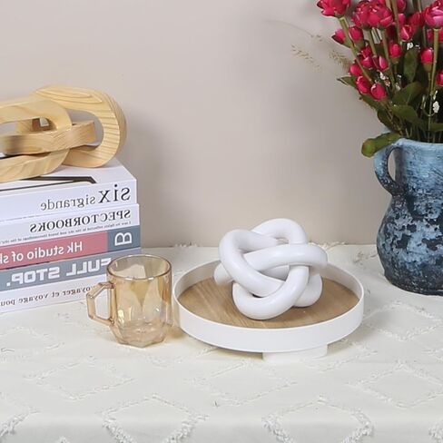 Wood Knot Decor, 3-Link Wood Chain Link Decor, Coffee Table Decorations for Living Room, Shelf Decor, Rustic Home Decor Farmhouse, White in Saudi Arabia